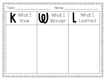 KWL Chart example 2